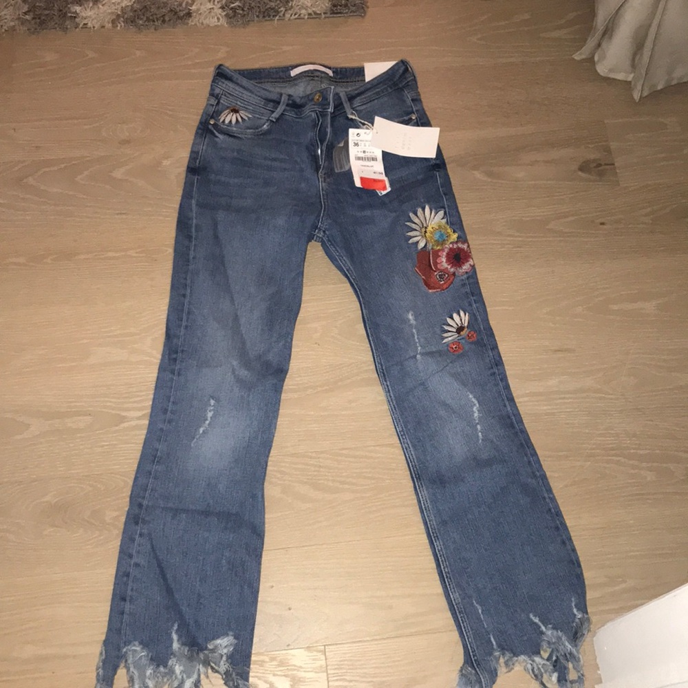 Zara embroidered jeans